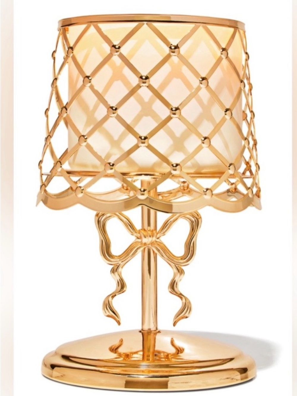 Bath and Body Works Sweetheart Gold Bow Lamp 3-Wick Candle Holder